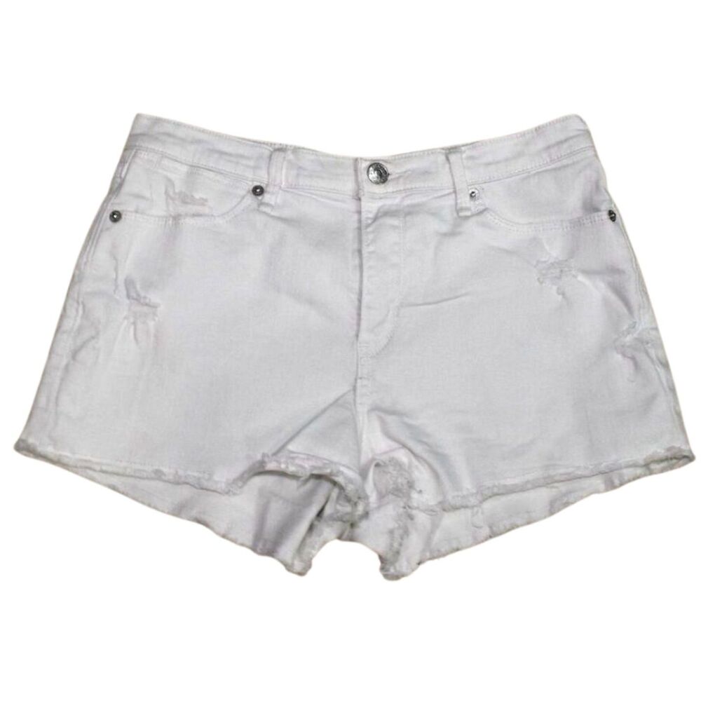 Abercrombie White Cut Off High Rise Denim Shorts Size 2 Distressed Casual - Picture 3 of 15